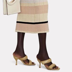 Gia Borghini Pernille Teisbaek Two-Band Puffy Slide Sandals Tan Leather 39.5